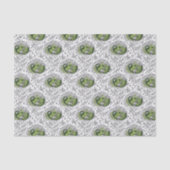 Abstract Doodle Art Style Flowers Shades of Green Tissuepapier (Voorkant)