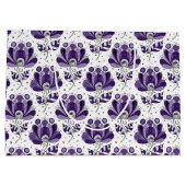 Abstract Doodle Art Style Flowers Shades of Purple Groot Cadeauzakje (Achterkant)