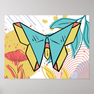 Abstract & Doodle Kleurrijke Bloemvlinder Natuur Poster