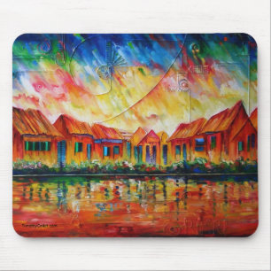 Abstract dorp Cityscape XX - Mousepad Muismat