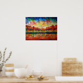 Abstract dorp Cityscape XX Poster (Keuken)