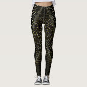 Abstract Dot Pattern | Black & Yellow Halftone Leggings (Voorkant)