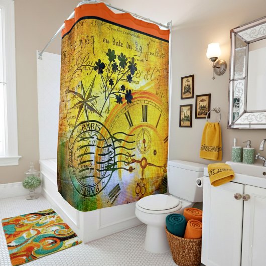 Abstract douchegordijn voor tijdreizen