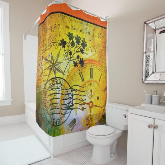 Abstract douchegordijn voor tijdreizen (In situ)