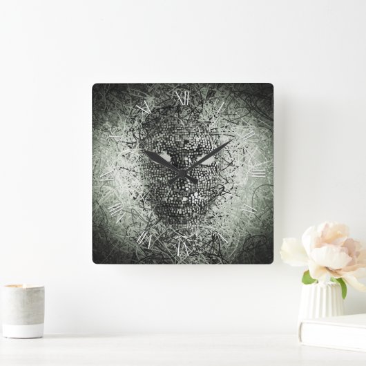 Abstract draadmasker vierkante klok (Huis)