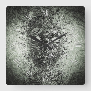 Abstract draadmasker vierkante klok