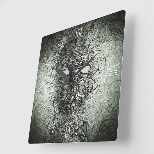 Abstract draadmasker vierkante klok (Hoek)