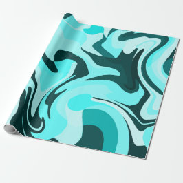 Abstract Draaiend Aqua en Tealontwerp Cadeaupapier