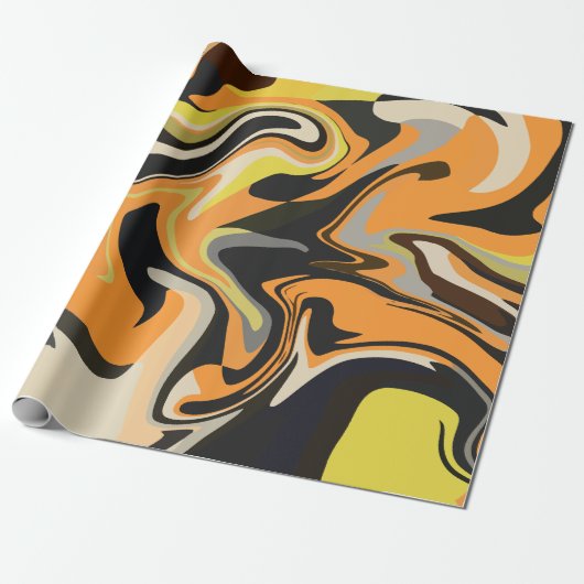 Abstract Draaiend Patroon in Aardetinten Cadeaupapier (Uitgerold)
