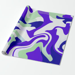 Abstract Draaiend Patroon in Koele Tinten Cadeaupapier