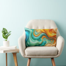 Abstract Draaiend Turquoise en Oranje Glanzende Vl
