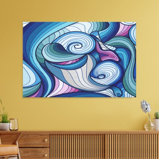 Abstract draaiend verbindingsontwerp op canvas afdruk (Insitu (Woonkamer))