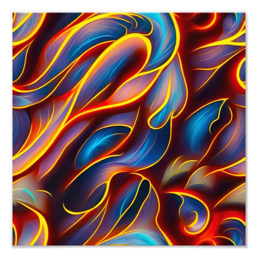 Abstract Draaiing Blauw Rode Vlammen Foto Afdruk (Voorkant)