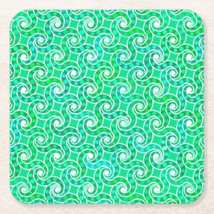 Abstract draaikolkpatroon - tinten jade groen kartonnen onderzetters