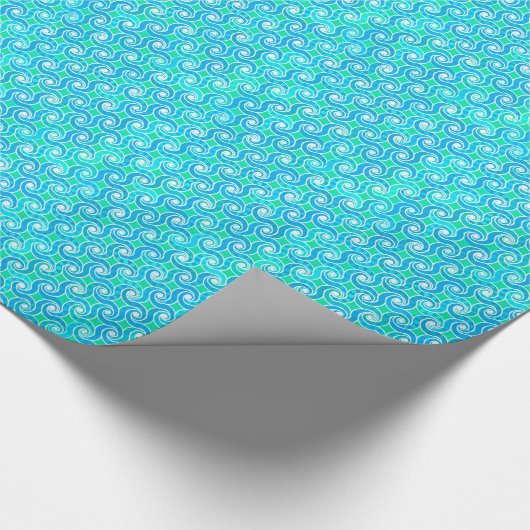Abstract draaipatroon - Blauw, Jade Green & White Cadeaupapier (Hoek)