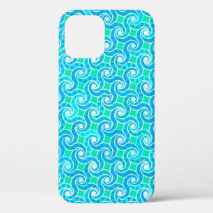 Abstract draaipatroon - Blauw, Jade Green & White Case-Mate iPhone Case