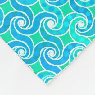 Abstract draaipatroon - Blauw, Jade Green & White Fleece Deken