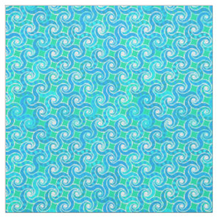 Abstract draaipatroon - Blauw, Jade Green & White Stof