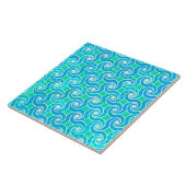 Abstract draaipatroon - Blauw, Jade Green & White Tegeltje (Zijkant)
