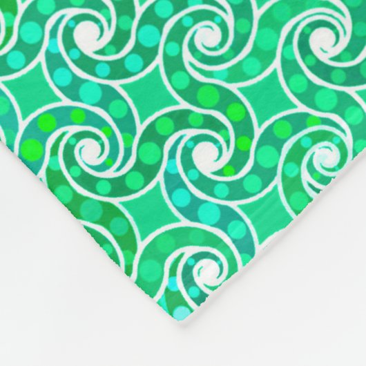 Abstract draaipatroon - tinten groen fleece deken (Hoek)