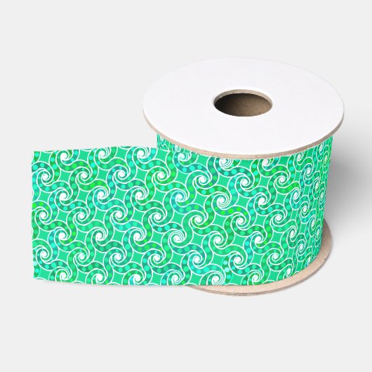 Abstract draaipatroon - tinten groen grosgrain lint (Spoel)