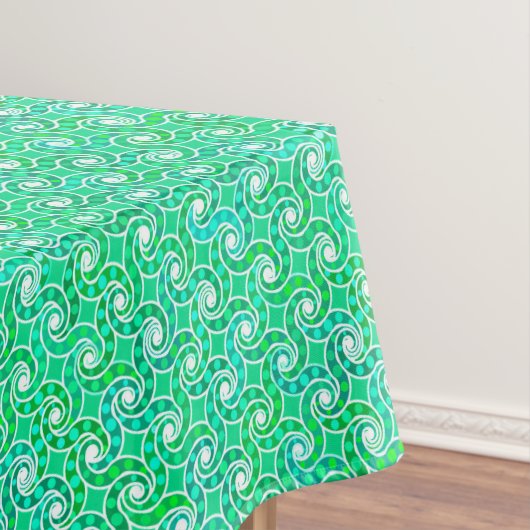 Abstract draaipatroon - tinten groen tafelkleed (Voorbeeld)
