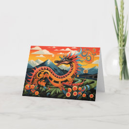 Abstract Dragon Odyssey Chinees Nieuwjaar Feestdagen Kaart