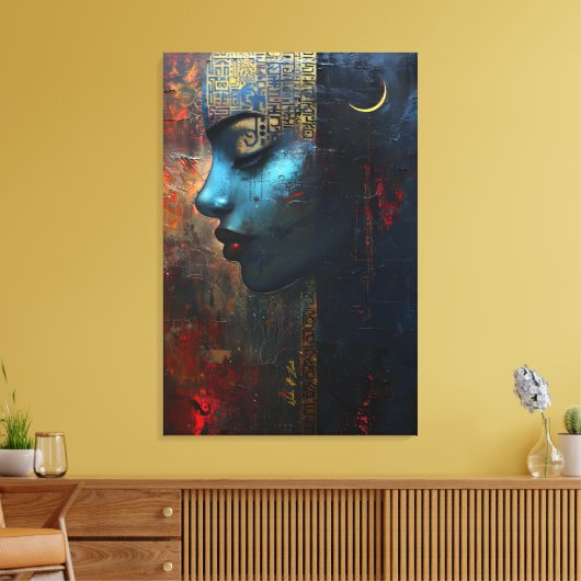 Abstract drawing of girl's canvas afdruk (Insitu (Woonkamer))