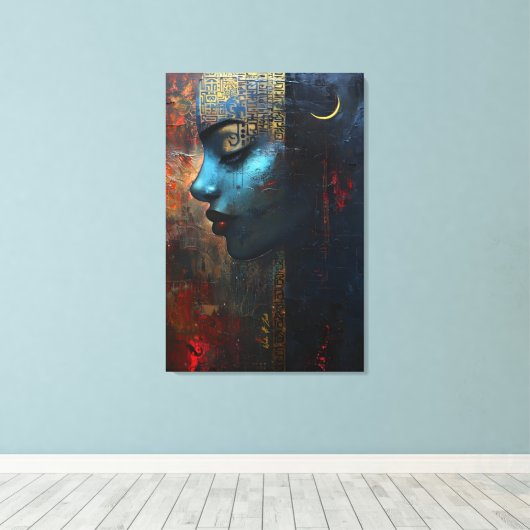 Abstract drawing of girl's canvas afdruk (Insitu (Houten vloer))