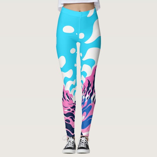 Abstract Dream Wave – Vibrant Surreal Flow Leggings (Voorkant)