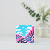 Abstract Dream Wave – Vibrant Surreal Flow Vierkante Visitekaartje (Staand voorkant)