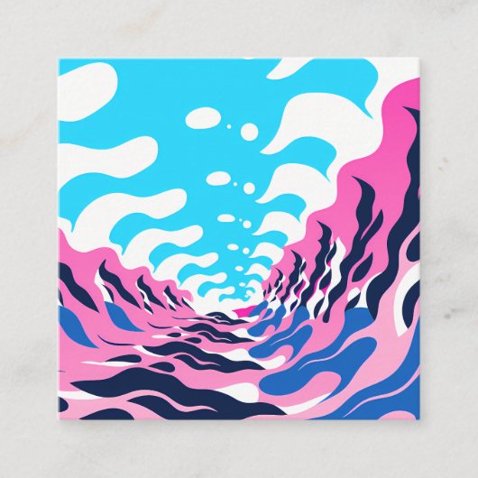 Abstract Dream Wave – Vibrant Surreal Flow Vierkante Visitekaartje (Voorkant)