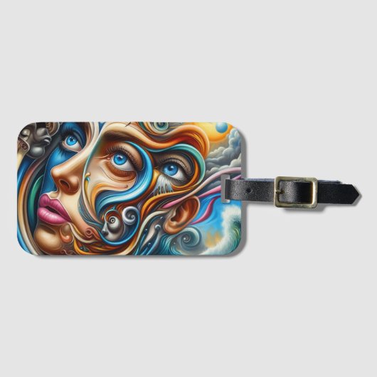 Abstract Dreamscape Ocean Serenity & Cosmic Wonder Bagagelabel (Voorkant (horizontaal))
