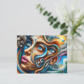 Abstract Dreamscape Ocean Serenity & Cosmic Wonder Briefkaart (Staand voorkant)