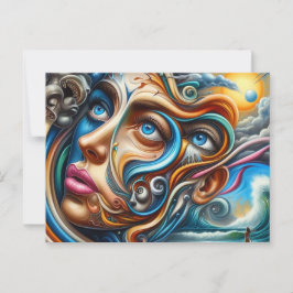 Abstract Dreamscape Ocean Serenity & Cosmic Wonder Briefkaart