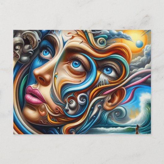 Abstract Dreamscape Ocean Serenity & Cosmic Wonder Briefkaart (Voorkant)