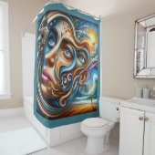 Abstract Dreamscape Ocean Serenity & Cosmic Wonder Douchegordijn (In situ)