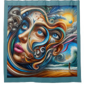 Abstract Dreamscape Ocean Serenity & Cosmic Wonder Douchegordijn (Voorkant)
