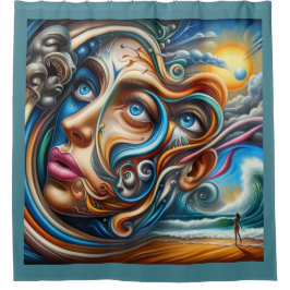 Abstract Dreamscape Ocean Serenity & Cosmic Wonder Douchegordijn