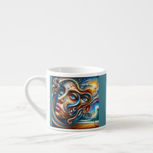 Abstract Dreamscape Ocean Serenity & Cosmic Wonder Espresso Kop (Links)