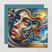 Abstract Dreamscape Ocean Serenity & Cosmic Wonder Feestdagenkaart (Voorkant / Achterkant)