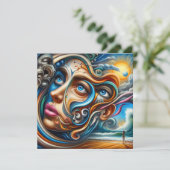 Abstract Dreamscape Ocean Serenity & Cosmic Wonder Feestdagenkaart (Staand voorkant)