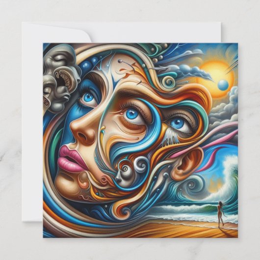 Abstract Dreamscape Ocean Serenity & Cosmic Wonder Feestdagenkaart (Voorkant)