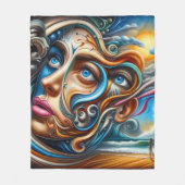 Abstract Dreamscape Ocean Serenity & Cosmic Wonder Fleece Deken (Voorkant)