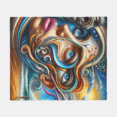 Abstract Dreamscape Ocean Serenity & Cosmic Wonder Fleece Deken (Voorkant (Horizontaal))