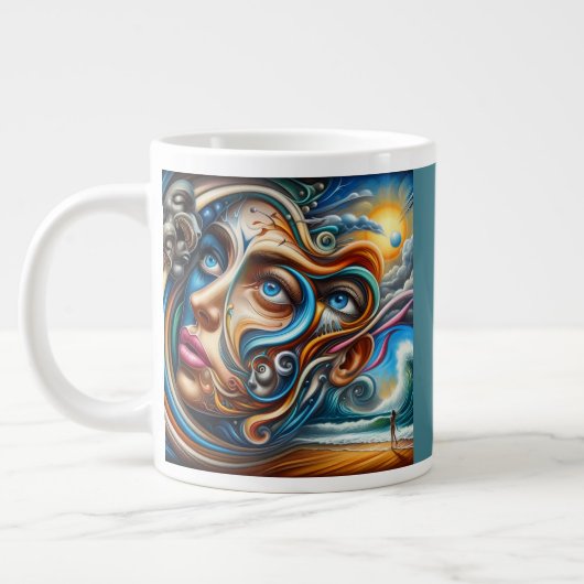 Abstract Dreamscape Ocean Serenity & Cosmic Wonder Grote Koffiekop (Links)