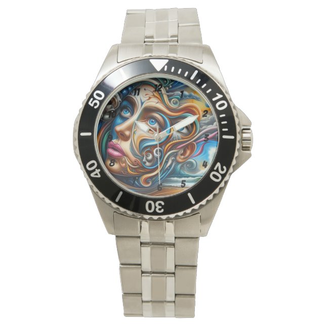 Abstract Dreamscape Ocean Serenity & Cosmic Wonder Horloge (Voorkant)