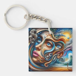 Abstract Dreamscape Ocean Serenity & Cosmic Wonder Sleutelhanger