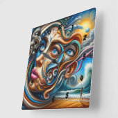 Abstract Dreamscape Ocean Serenity & Cosmic Wonder Vierkante Klok (Hoek)