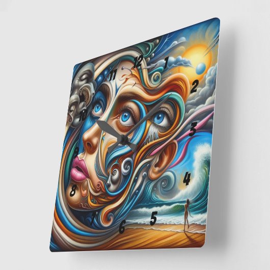 Abstract Dreamscape Ocean Serenity & Cosmic Wonder Vierkante Klok (Hoek)